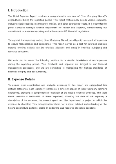 Free Hotel Expense Report Template to Edit Online