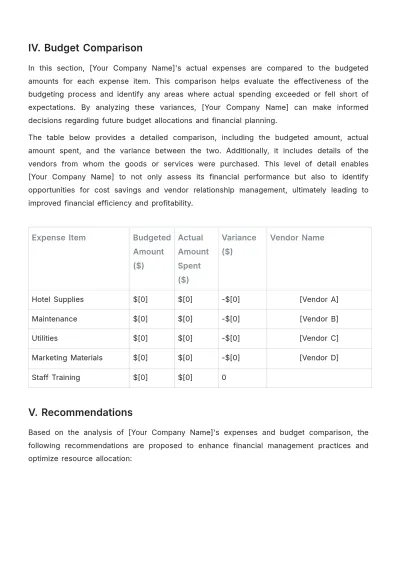 Free Hotel Expense Report Template to Edit Online