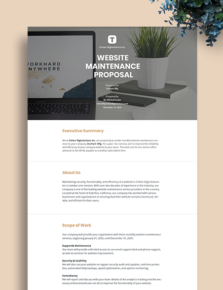 Free Maintenance Proposal Templates In Pdf 