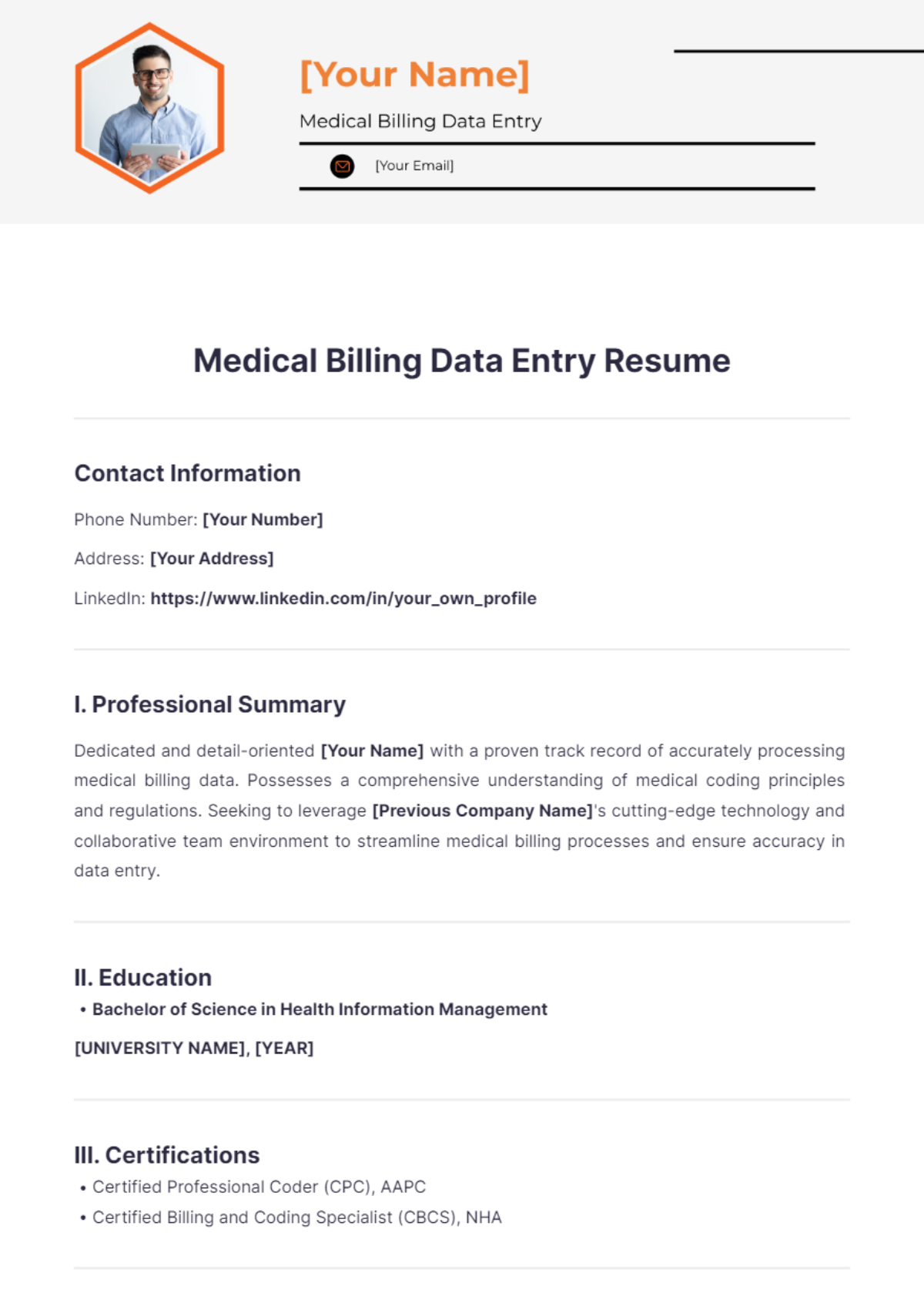 Medical Billing Data Entry Resume - Edit Online & Download