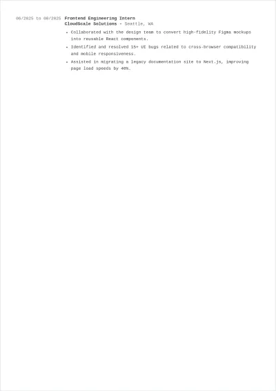 Free Fresher Web Developer ATS Resume Template, AI Resume Builder