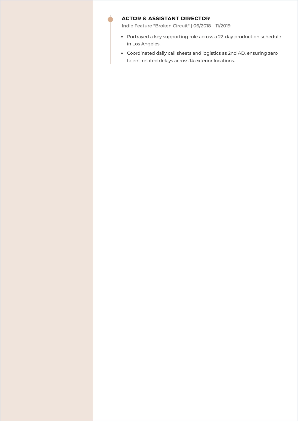 Free Web Series Director Acting ATS Resume Template, AI Resume Builder