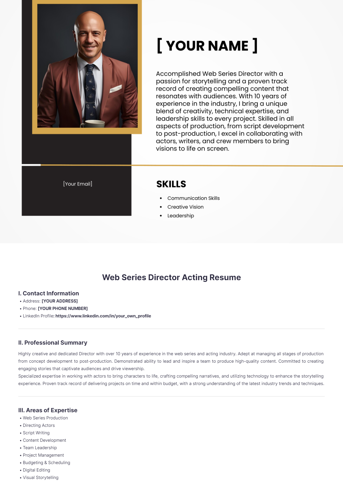 Web Series Director Acting Resume - Edit Online & Download