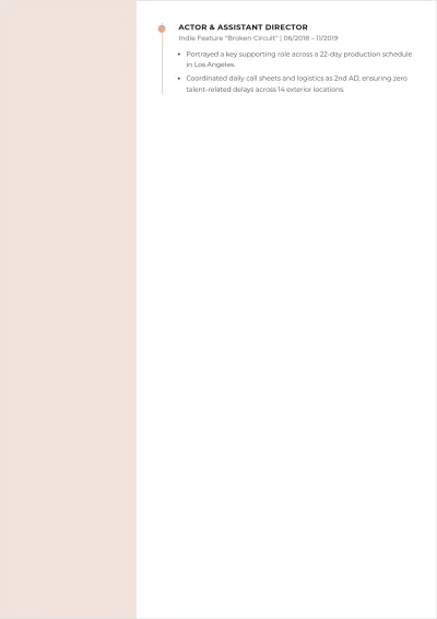 Free Web Series Director Acting ATS Resume Template, AI Resume Builder