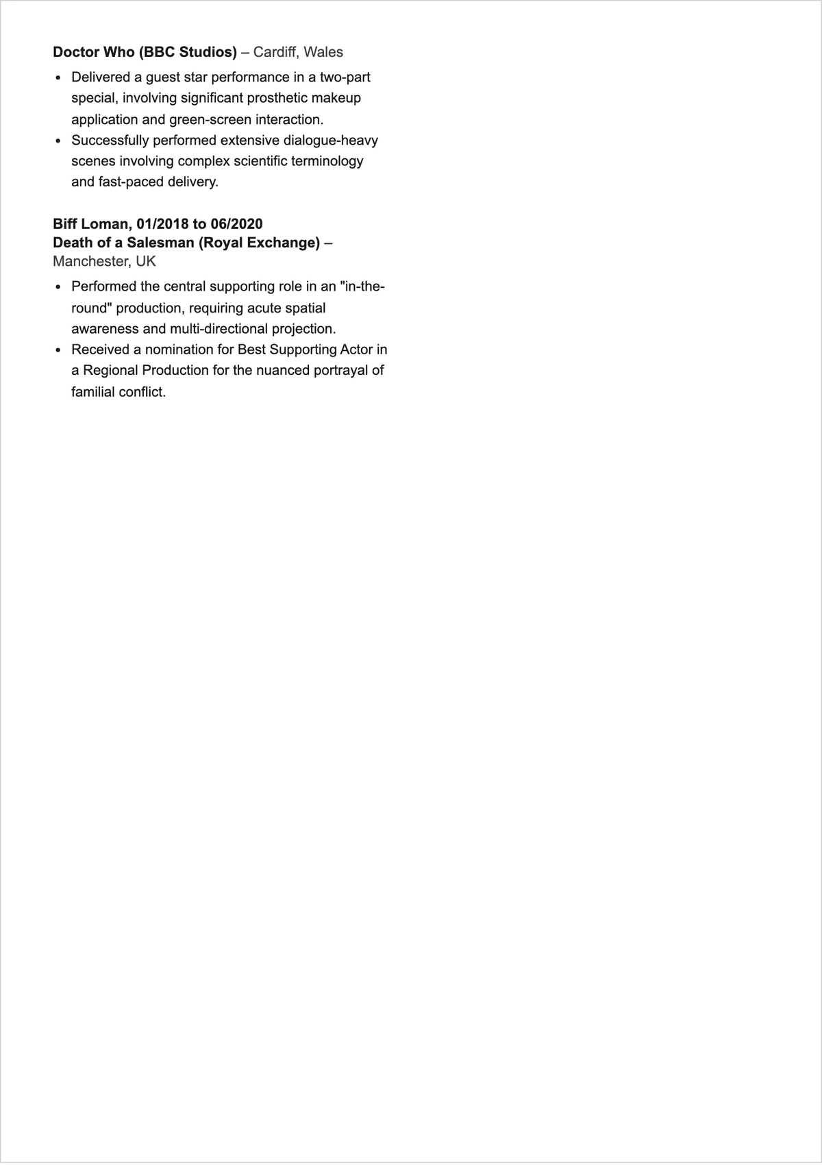 Free Acting ATS Resume With Photo Template, AI Resume Builder