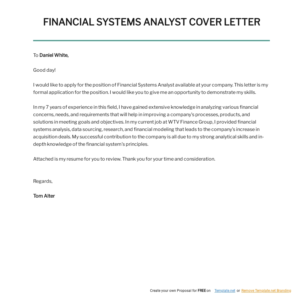 Free Financial Systems Analyst Cover Letter Template.jpe