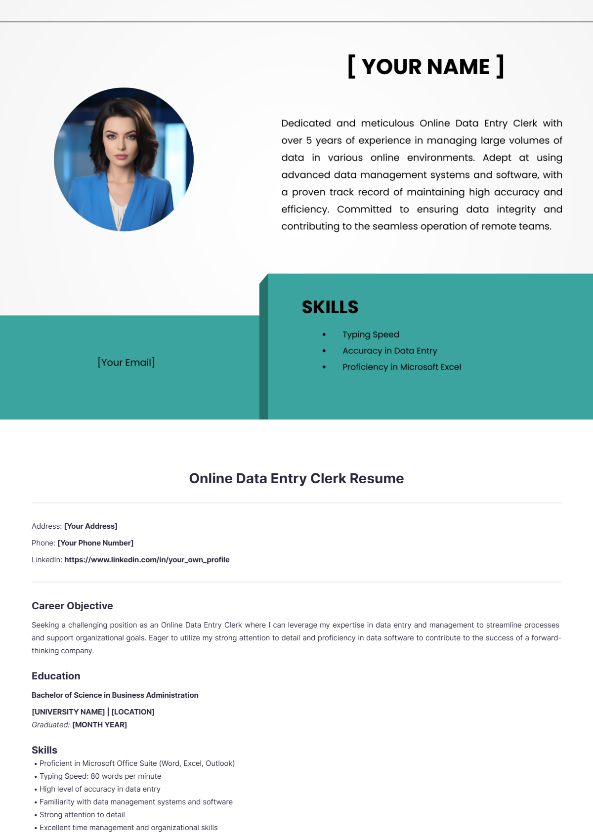 Online Data Entry Clerk Resume - Edit Online & Download