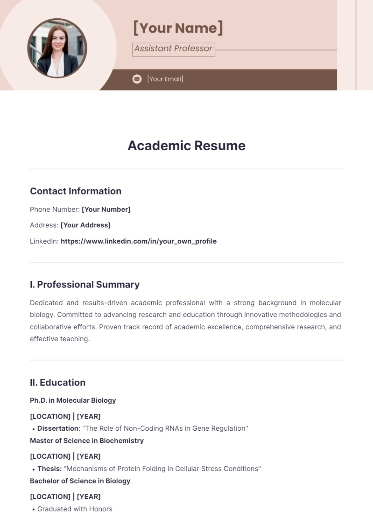 Aesthetic Academic Resume Template - Edit Online & Download