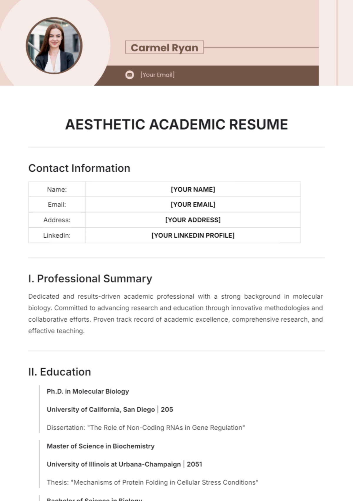 Aesthetic Academic Resume Template - Edit Online & Download