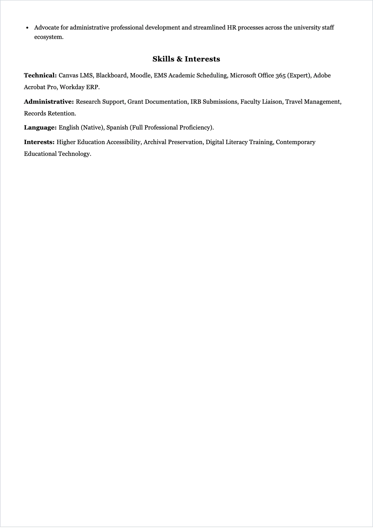 Free Academic Assistant ATS Resume Template, AI Resume Builder
