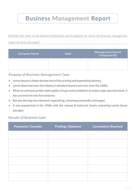 Business Management Report Template | Free Templates