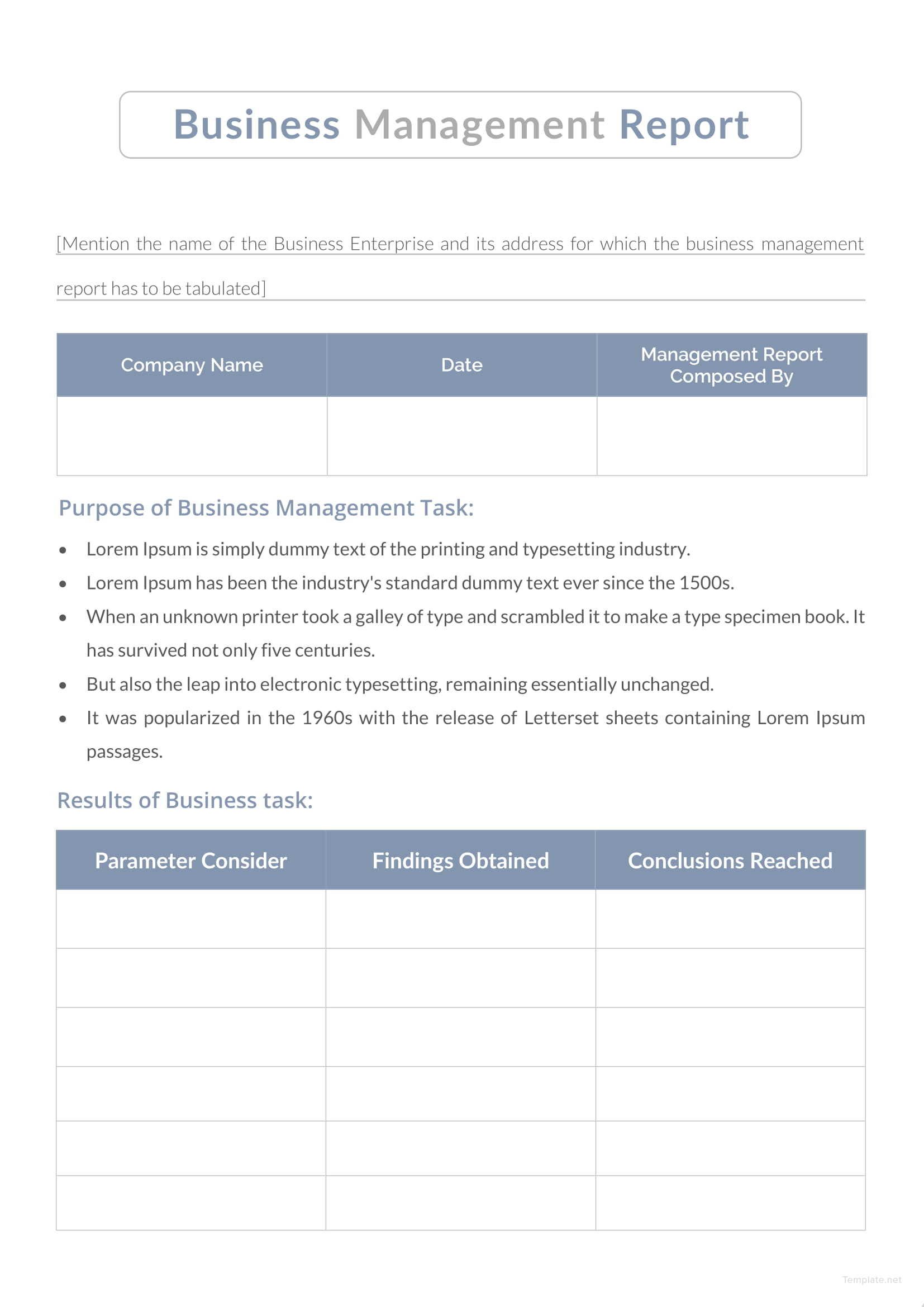 Business Management Report Template in Microsoft Word