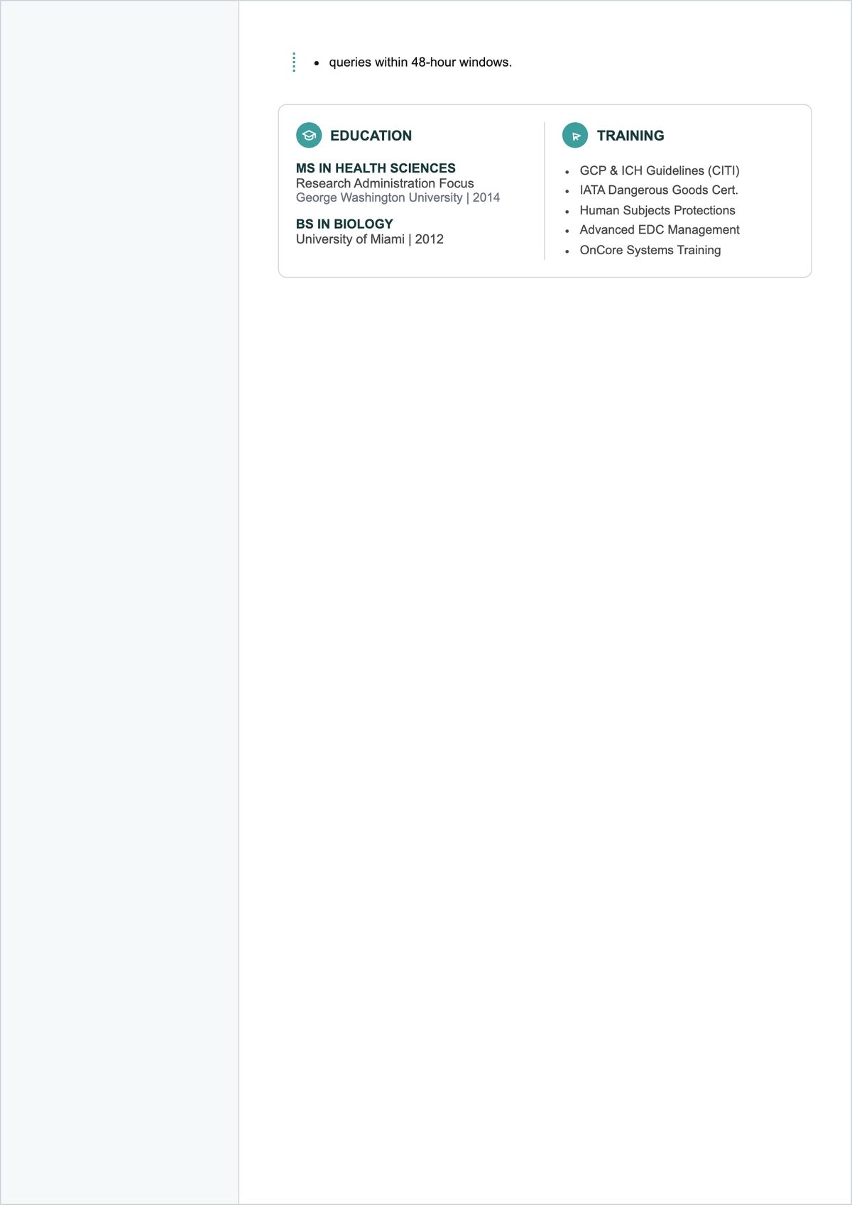 Free Academic Clinical Research Coordinator ATS Resume Template