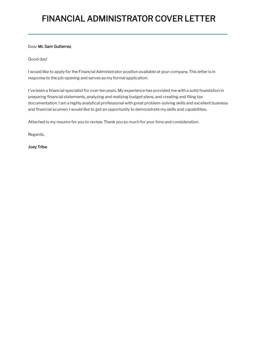 Free Financial Administrator Cover Letter Template.jpe