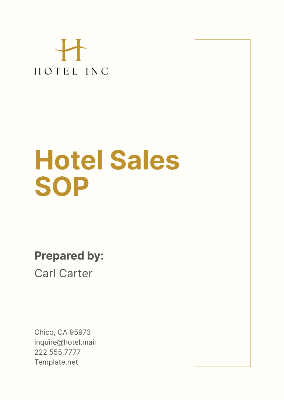 Hotel Sales SOP Template Template - Edit Online & Download