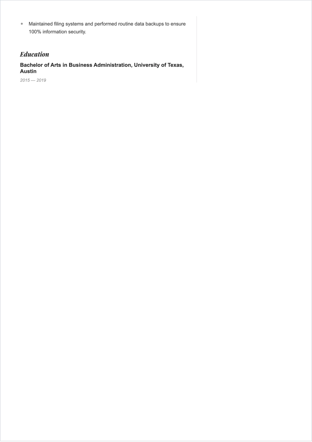 Free Freelance Data Entry ATS Resume Template, AI Resume Builder