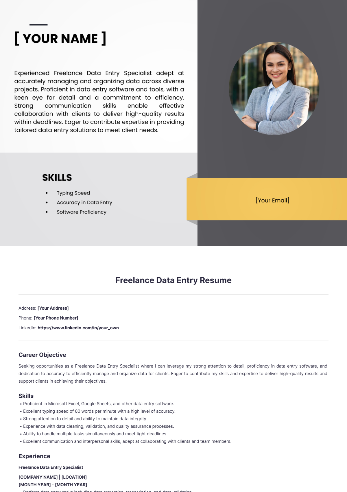 Freelance Data Entry Resume - Edit Online & Download