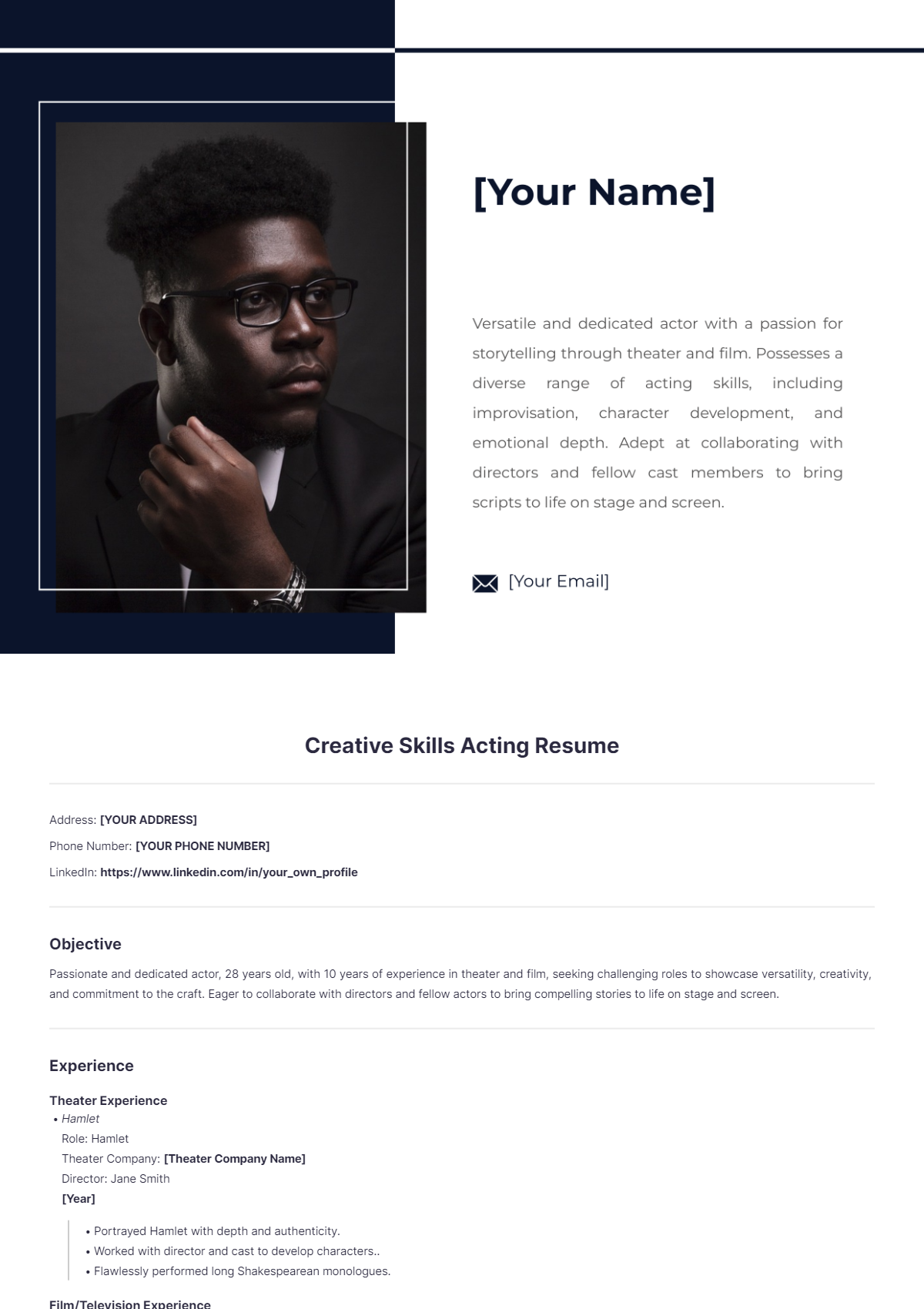 Creative Skills Acting Resume - Edit Online & Download