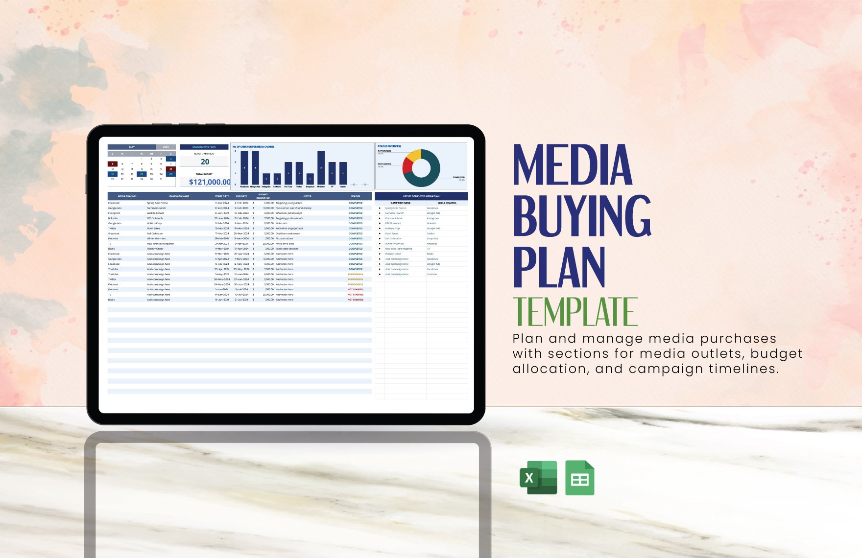 Media Buying Plan Template in Excel, Google Sheets