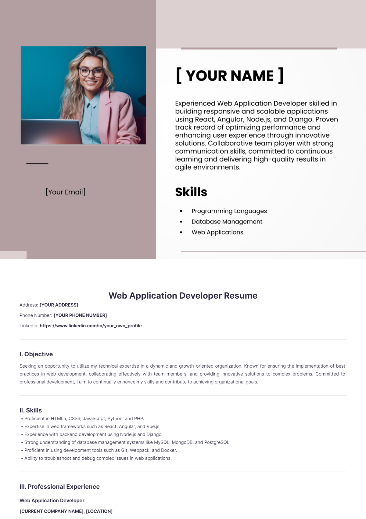 Web Application Developer Resume - Edit Online & Download