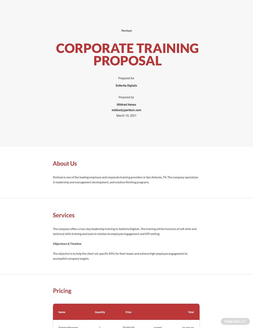 Corporate Training Proposal Template