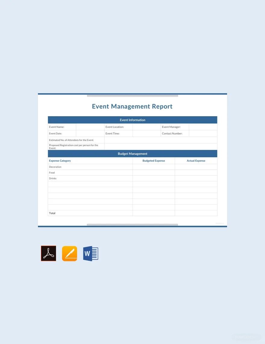 Event Management Report Template in Word, Google Docs, Apple Pages