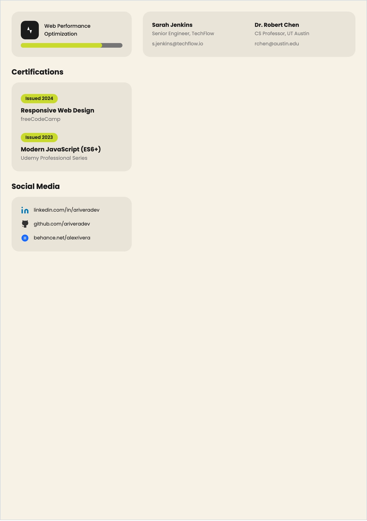 Free Beginner Web Developer ATS Resume Template, AI Resume Builder