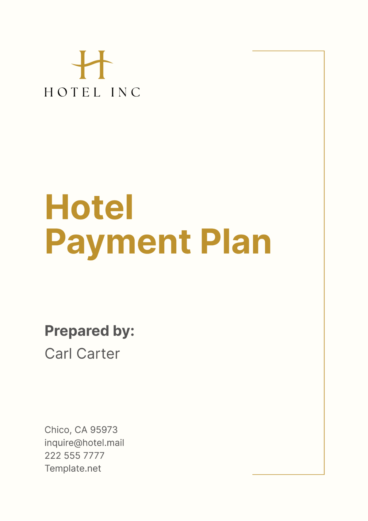 Hotel Payment Plan Template - Edit Online & Download