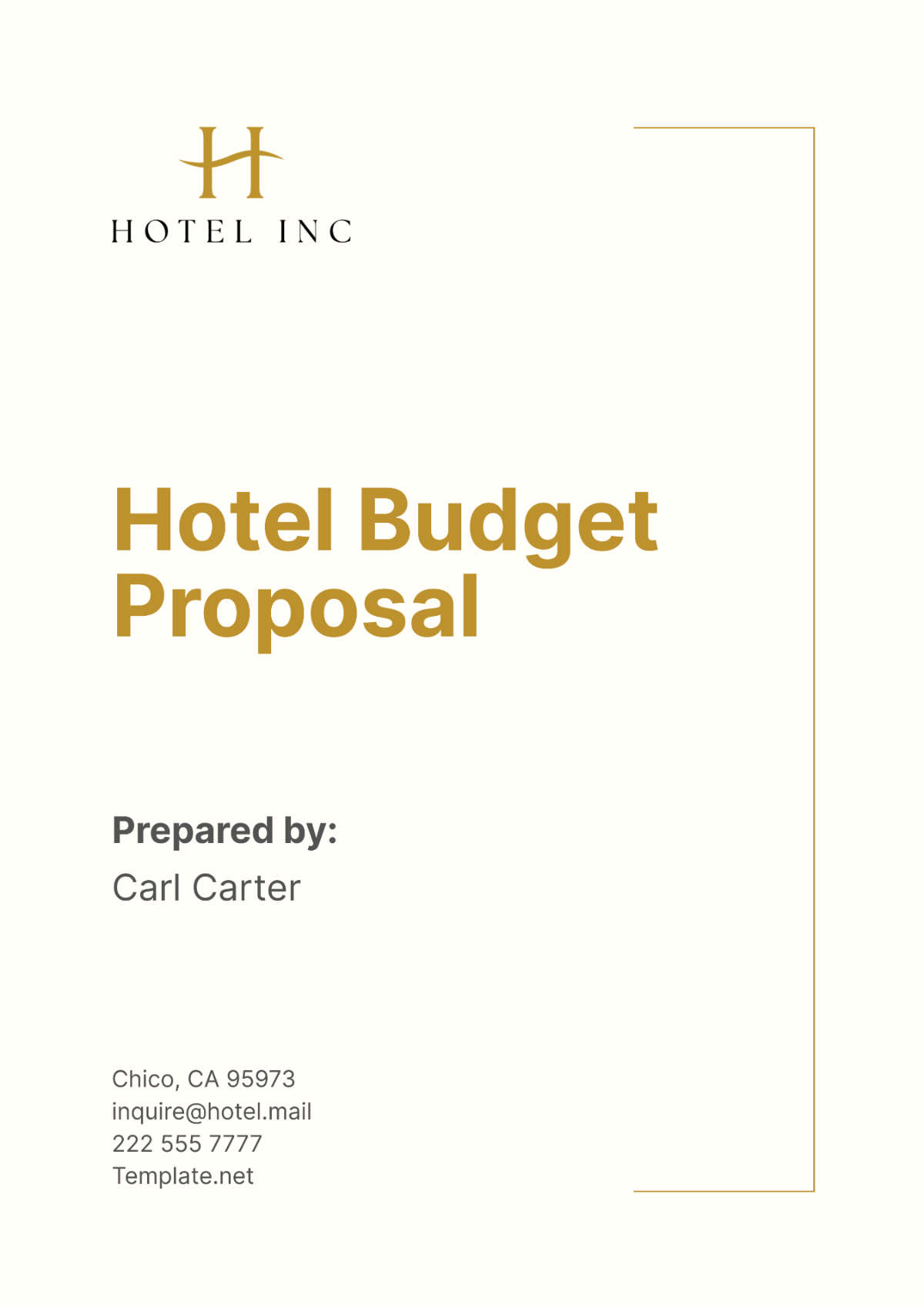 Free Hotel Budget Proposal Template