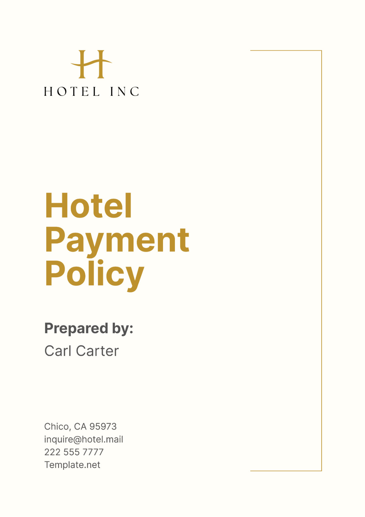 Hotel Payment Policy Template - Edit Online & Download