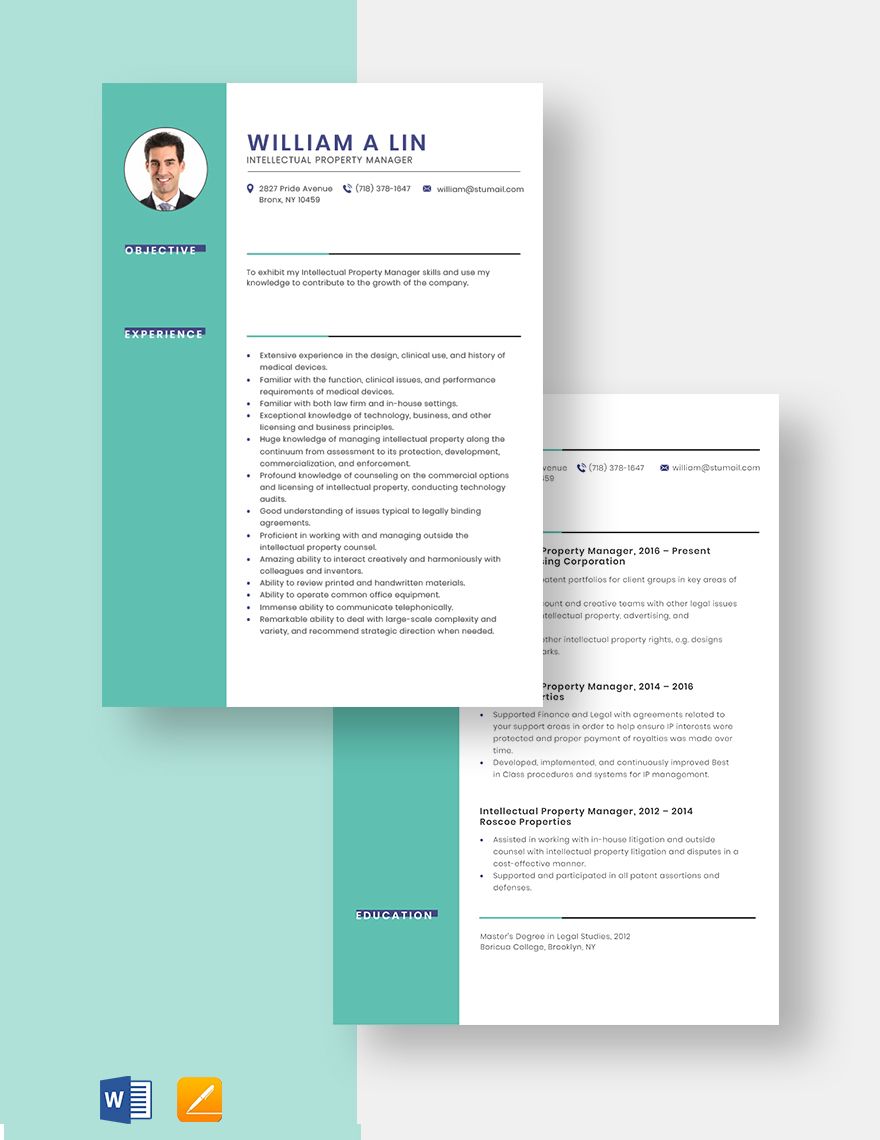Intellectual Property Manager Resume