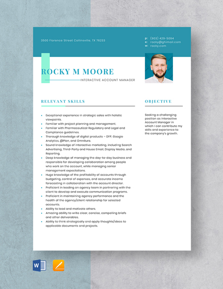 Editable Account Manager Resume/CV Template - Word | Apple Pages ...