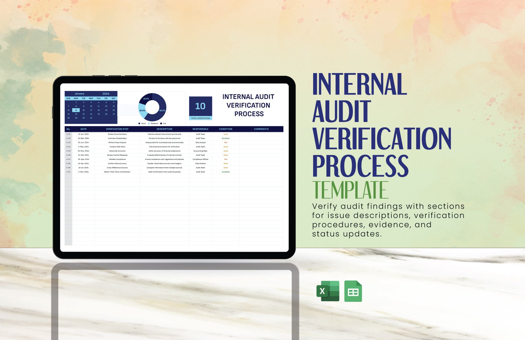 Internal Audit Verification Process Template in Excel, Google Sheets