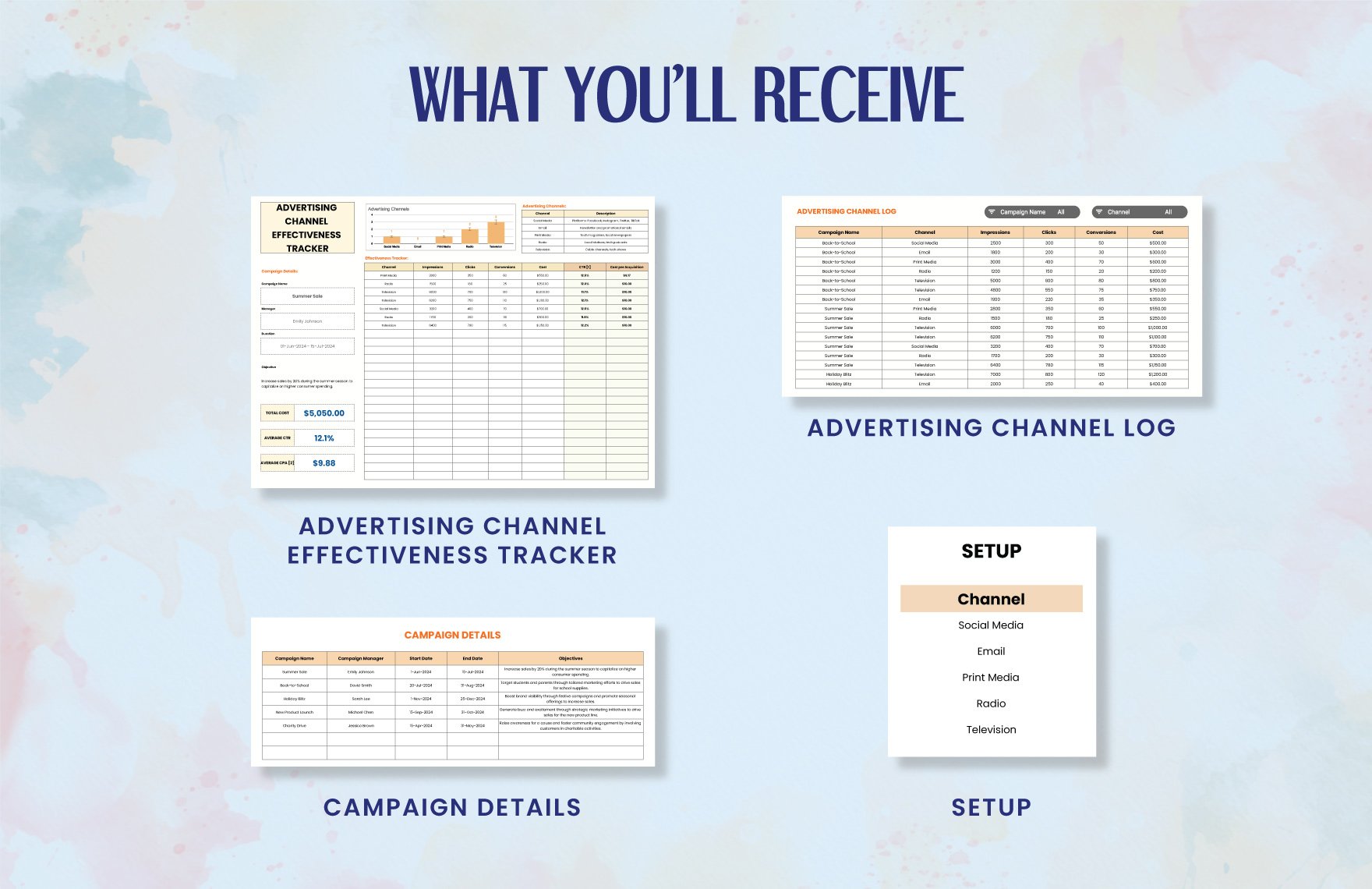 Advertising Channel Effectiveness Tracker Template