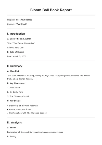 Free Bloom Ball Book Report Template to Edit Online