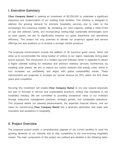 Free Hotel Investment Proposal Template to Edit Online