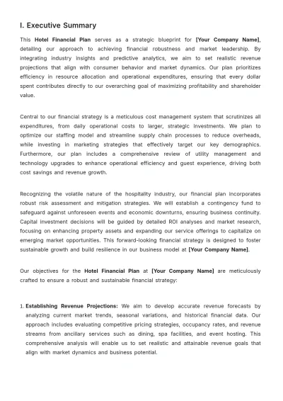Free Hotel Financial Plan Template to Edit Online