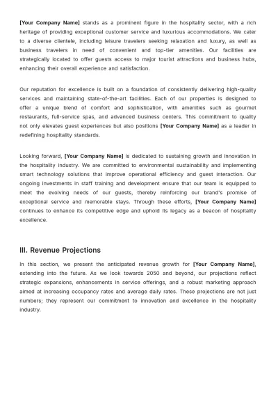 Free Hotel Financial Plan Template to Edit Online