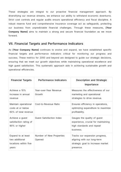 Free Hotel Financial Plan Template to Edit Online