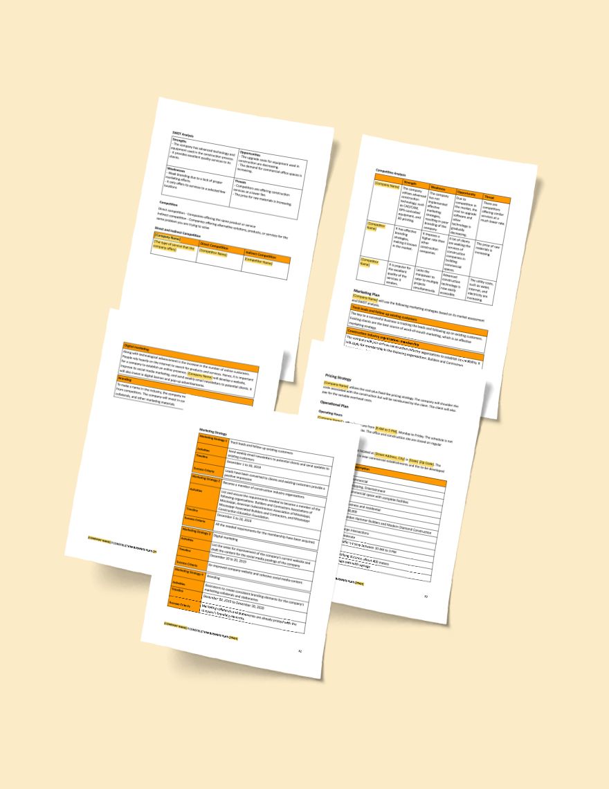 small construction business plan template