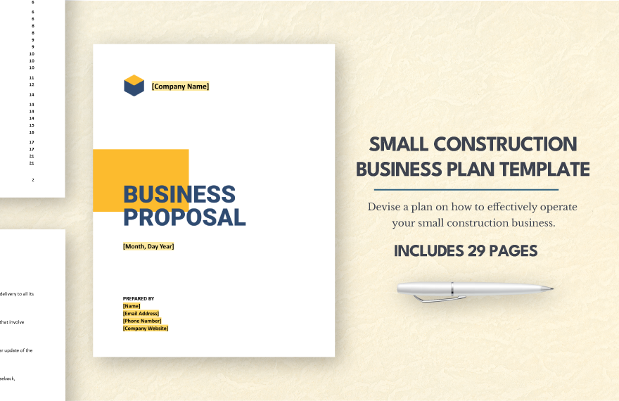 Small Construction Business Plan Template in Word, Google Docs, Apple Pages