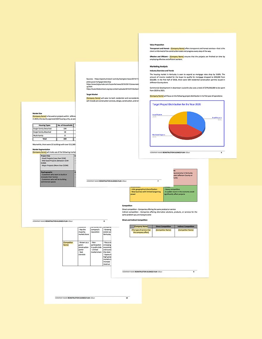 Construction Contractor Business Plan Template
