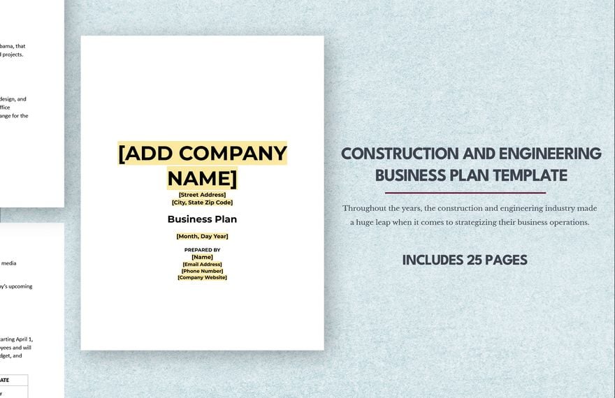 Construction and Engineering Business Plan Template