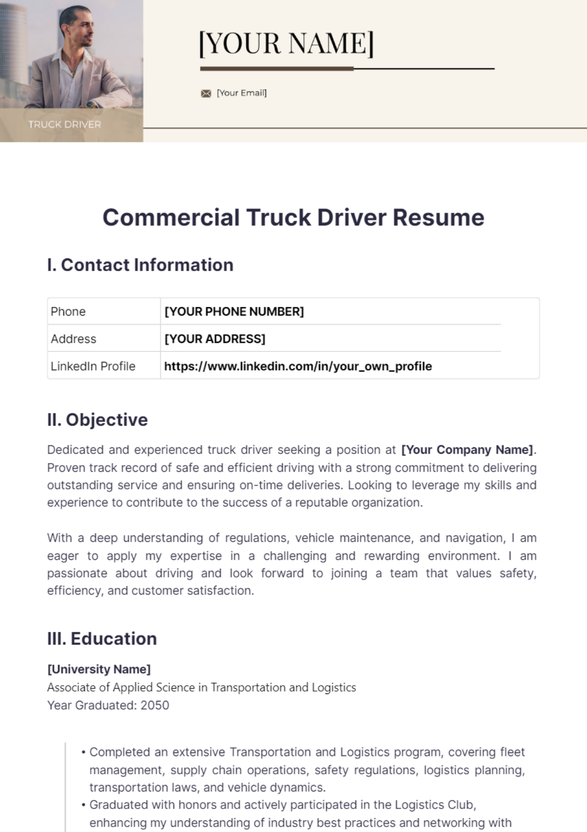 Commercial Truck Driver Resume - Commercial Truck Driver Resume Edit Online