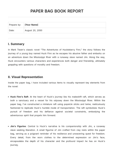 Free Paper Bag Book Report Template to Edit Online