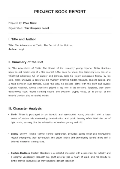 Free Project Book Report Template to Edit Online