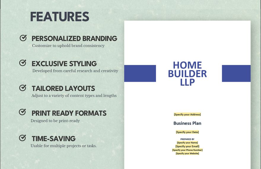 Editable Residential Construction Business Plan