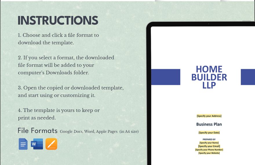 Editable Residential Construction Business Plan