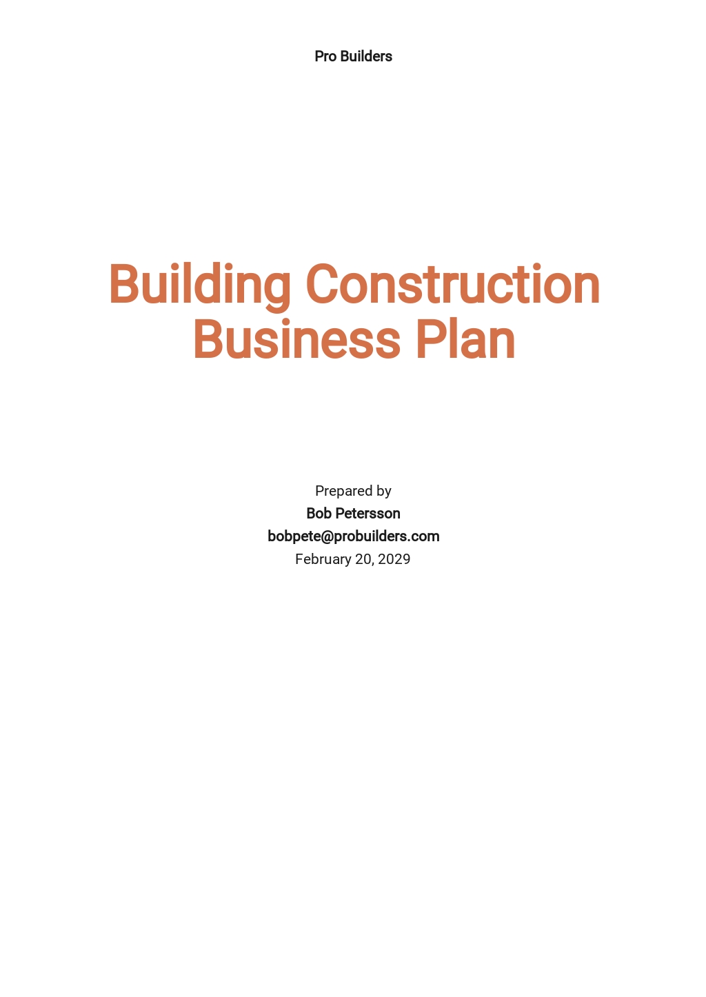 business plan construction template