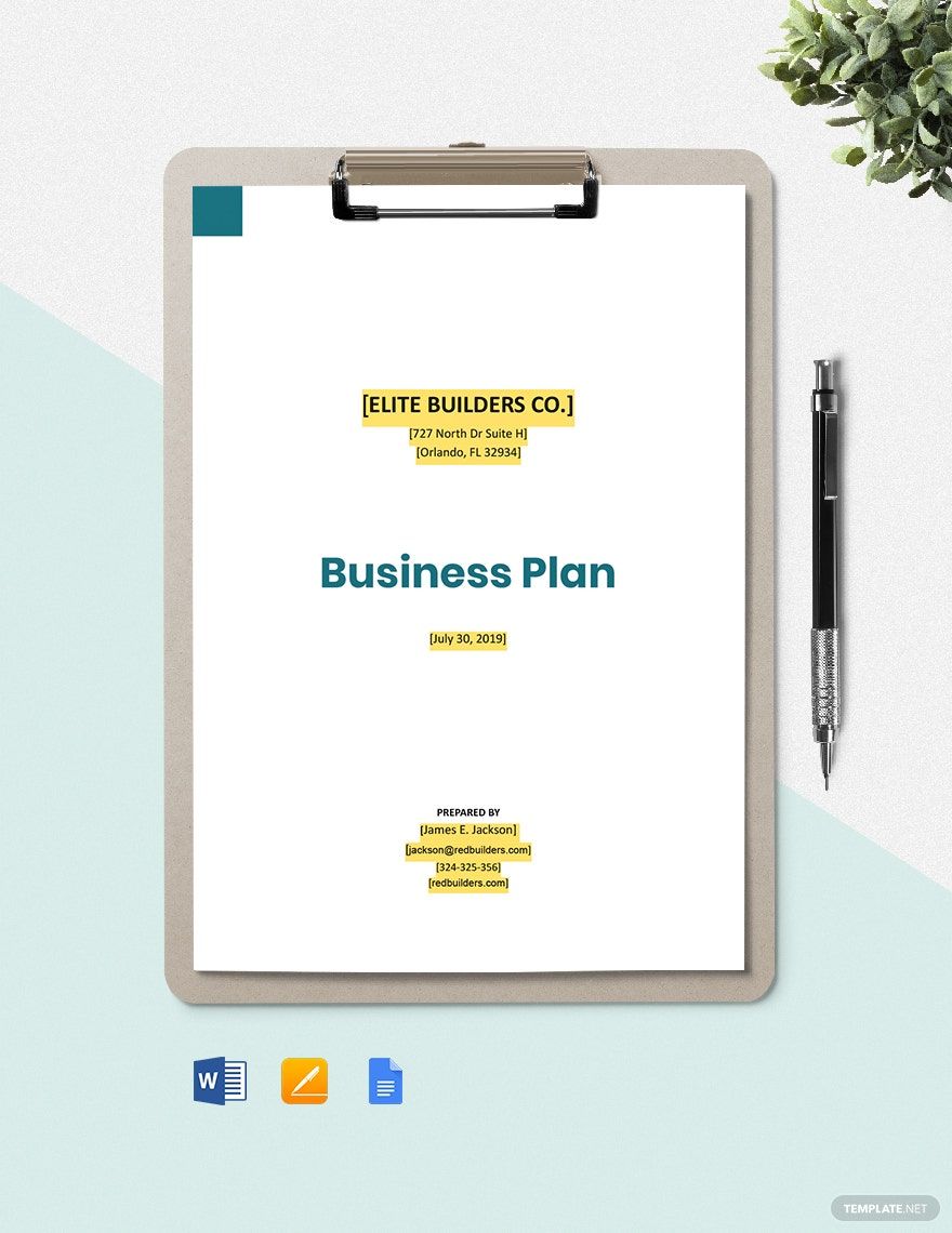 General Construction Business Plan Template - Google Docs, Word, Apple ...
